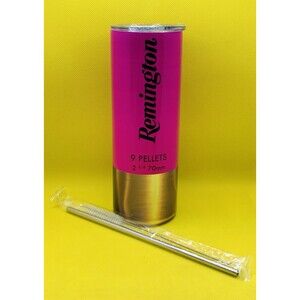 Remington Pink Shotgun Shell Stainless Steel Tumbler 20oz With Straw & Brush New